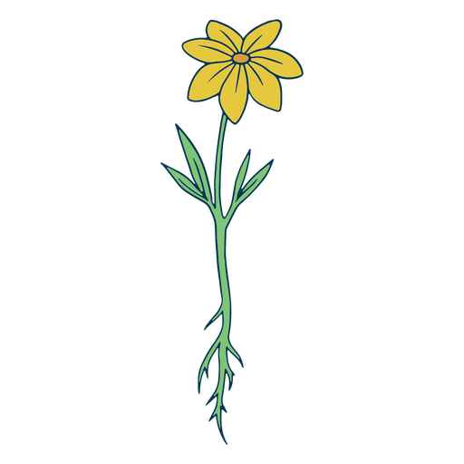 Curso de cor de flor amarela fofa Desenho PNG