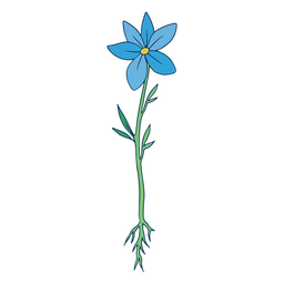Bonito traço de cor de flor azul Desenho PNG