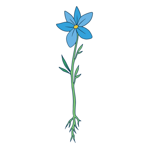 Bonito traço de cor de flor azul Desenho PNG