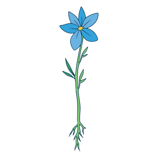 Linda flor color trazo azul Diseño PNG