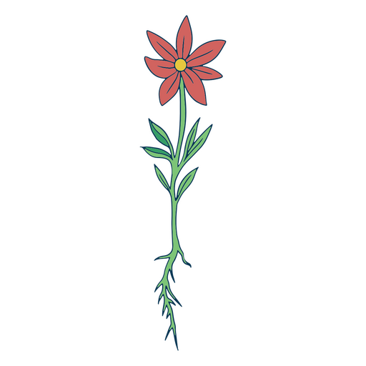 Curso de cor de flor vermelha fofa Desenho PNG