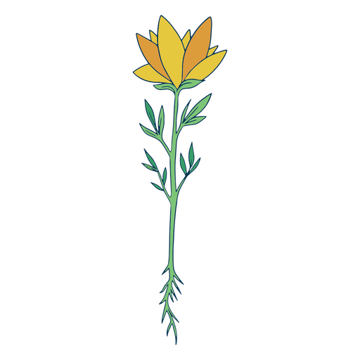 Curso de cor de flor fofa amarela Desenho PNG