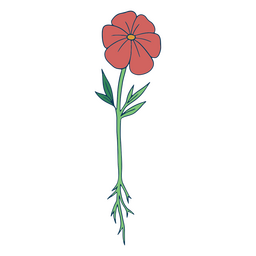 Red flower color stroke spring PNG Design