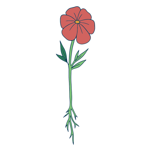 Primavera de tra?ado de cor de flor vermelha Desenho PNG