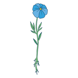 Turquoise flower color stroke spring PNG Design