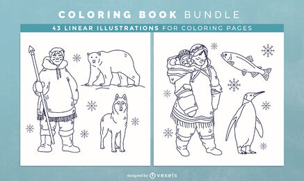 Eskimo Coloring Book Design Pages