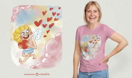 Amor hält Herz Valentinstag T-Shirt PSD