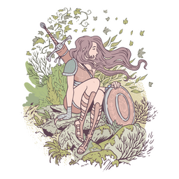Kriegermädchen in der Natur PNG-Design