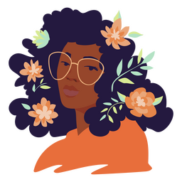 Schwarze Frau mit Blumen im Haar PNG-Design