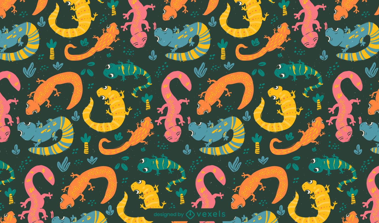 Design de padrão de animais de salamandra colorida