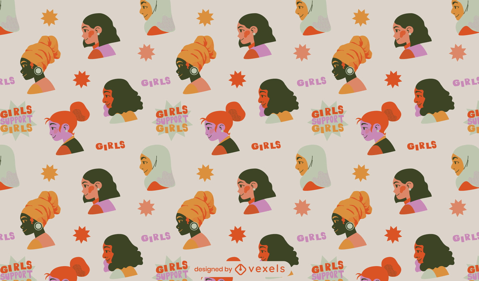 Women's faces pattern design