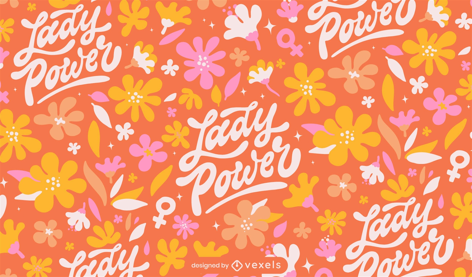 Lady power floral pattern design