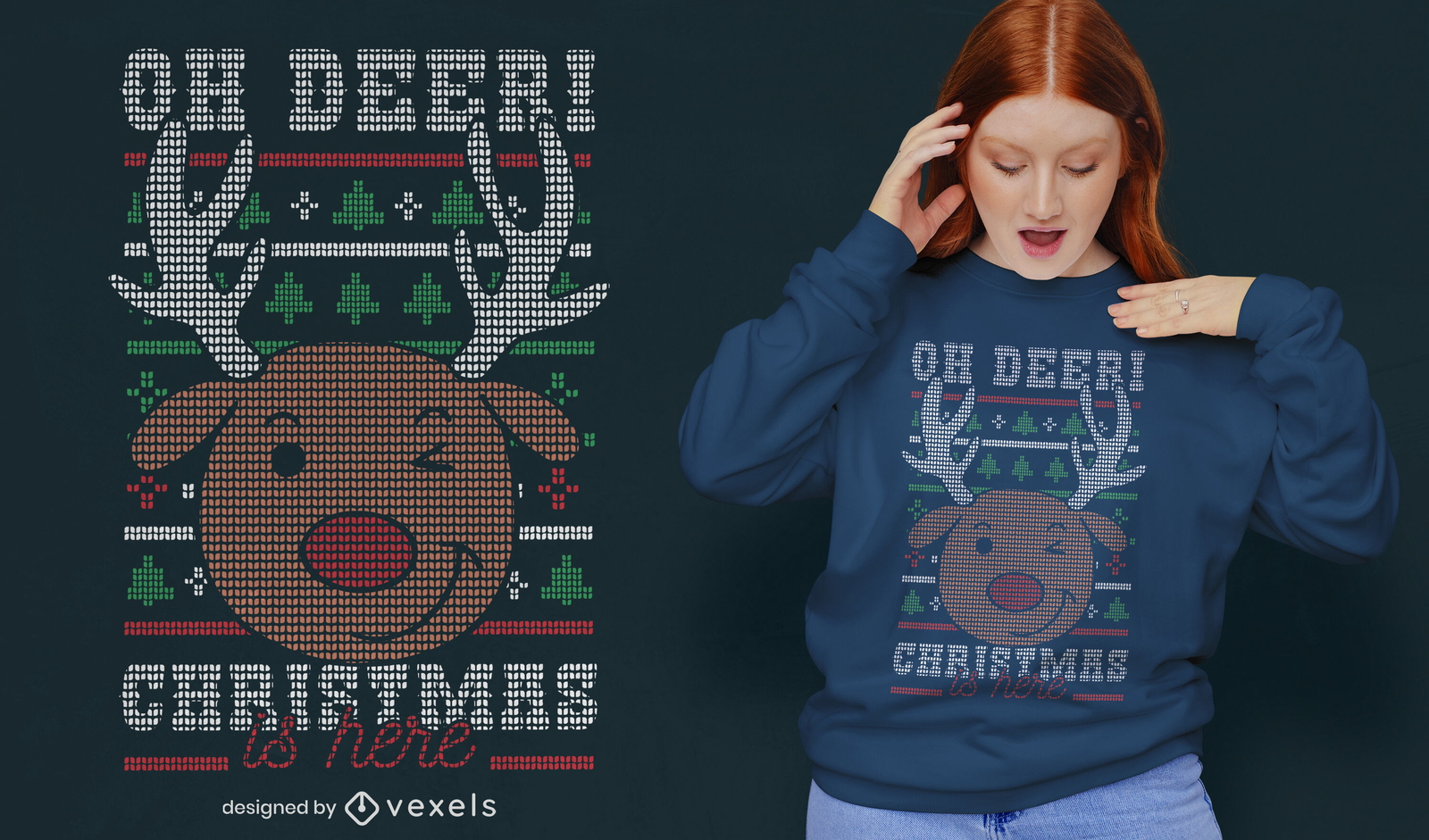 Oh deer quote ugly sweater t-shirt design