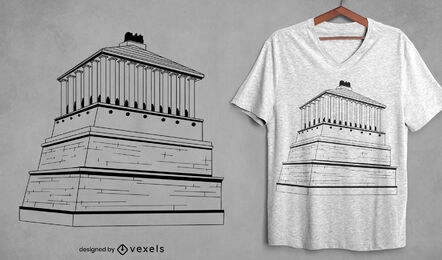 Diseño de camiseta de edificio de museo antiguo.