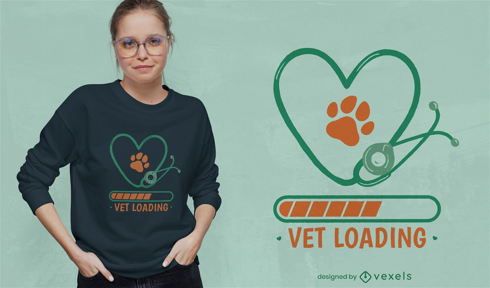 Design de camiseta de ferramenta veterinária estetoscópio