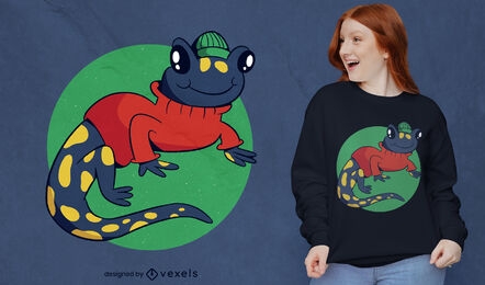 Salamander with winter sweater t-shirt design