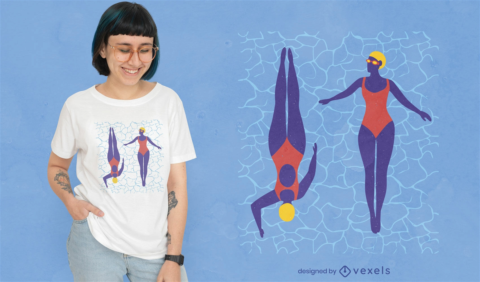 Diseño de camiseta de natación para mujer.