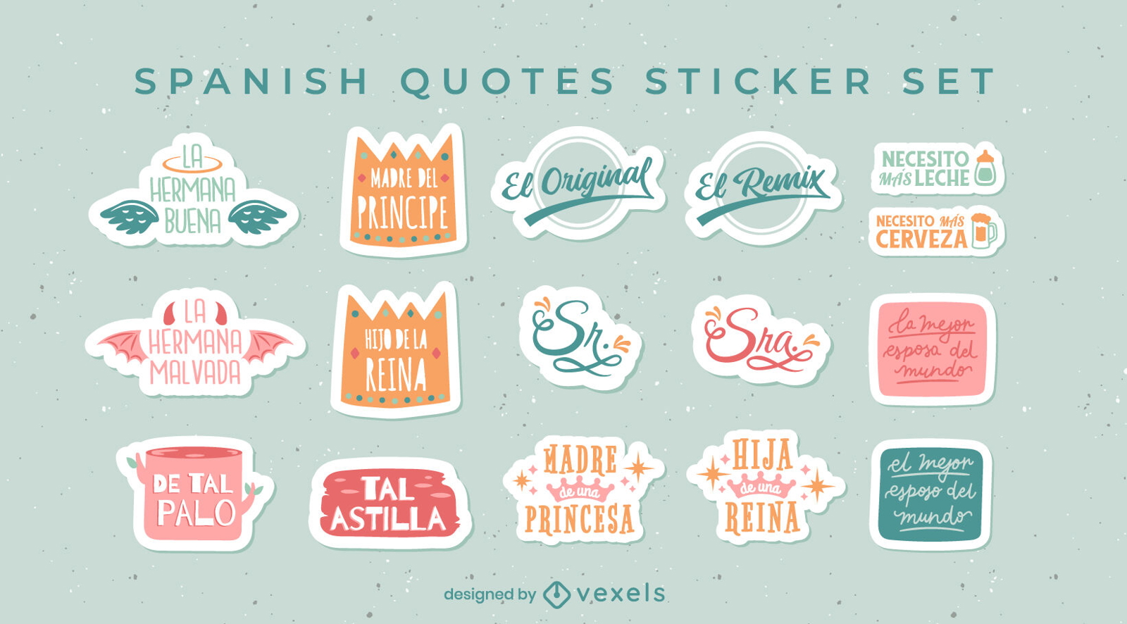 Spanish family quotes sticker set