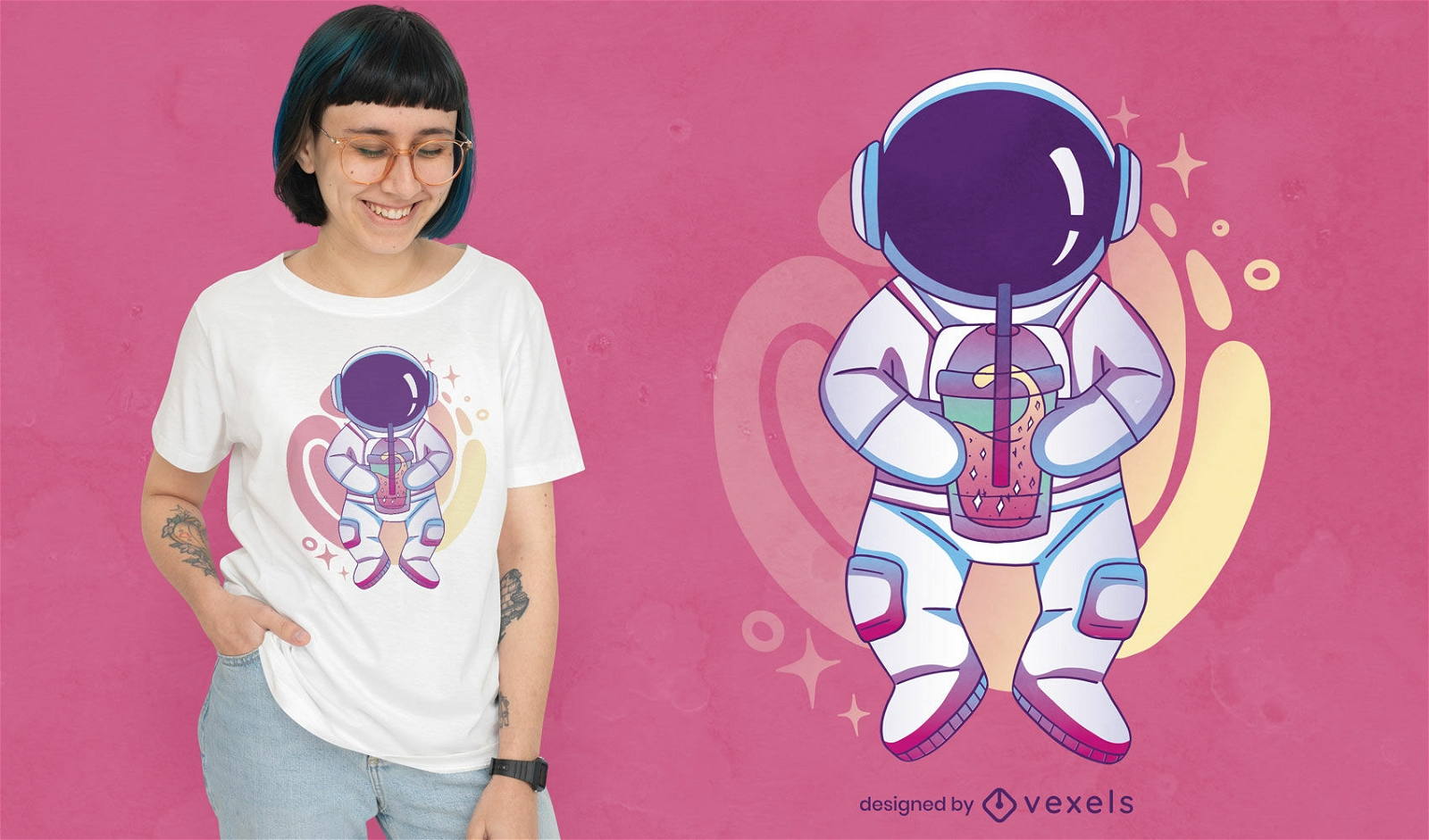 Design de camiseta de astronauta Boba Tea