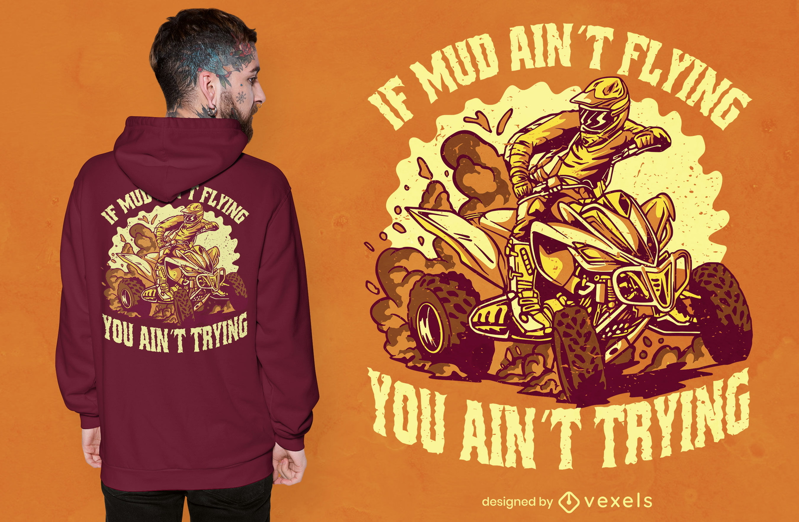 Diseño de camiseta Extreme Quadricycle Mud Quote