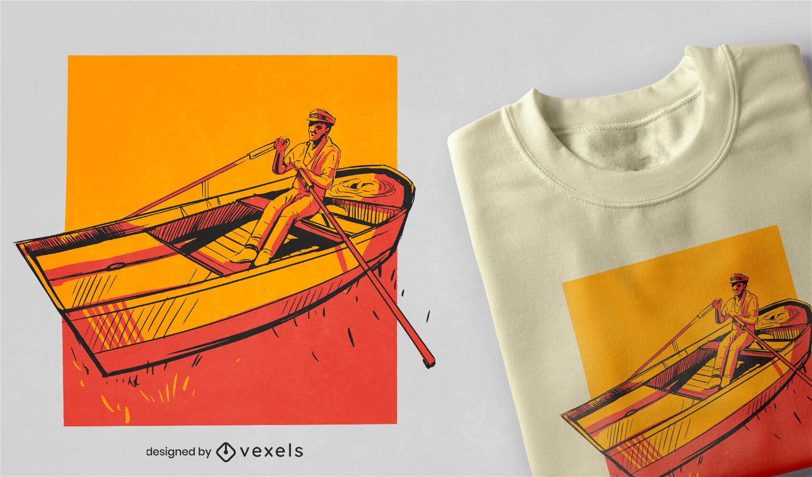 Hombre en un diseño de camiseta de barco