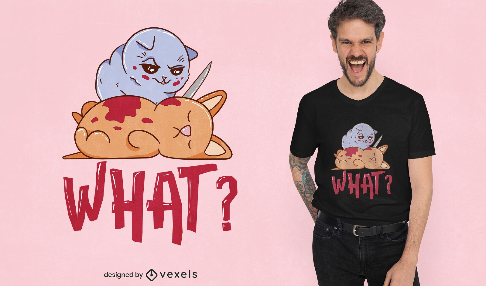 Creepy Pyscho Cat T-shirt Design