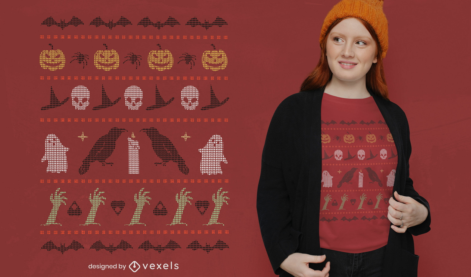 Halloween gruseliges hässliches Pullover-T-Shirt-Design