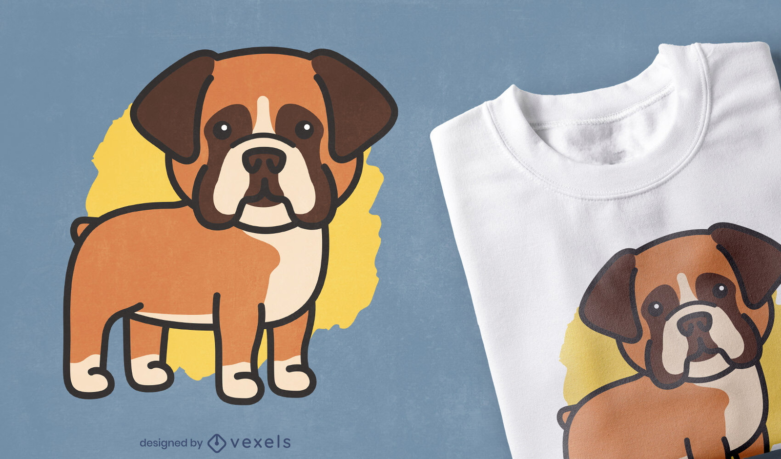 Design de camiseta animal pequeno cão boxer