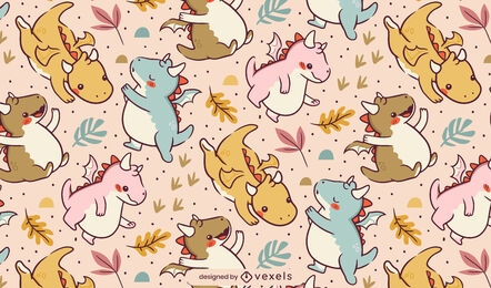 Cute baby dragons pattern design