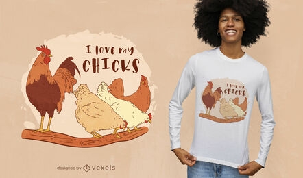 Diseño de camiseta Love my Chicks Chickens