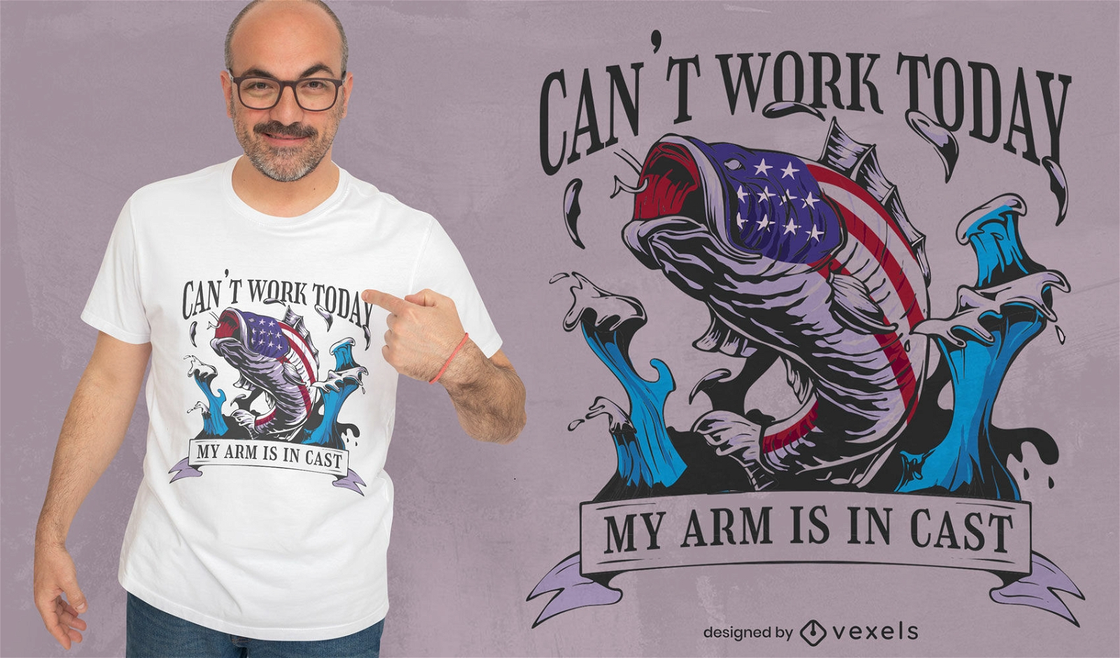 Meu braço está em um design de camiseta de pesca fundida