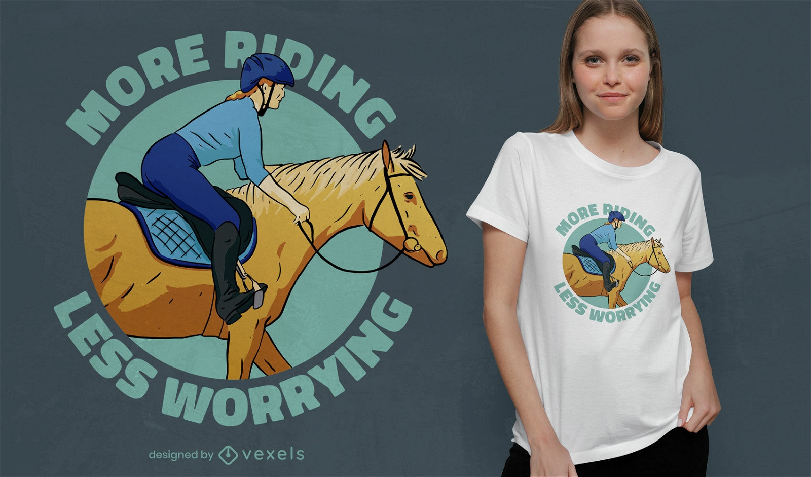 Diseño de camiseta de cita de equitación