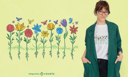 Design de camiseta de flores crescentes