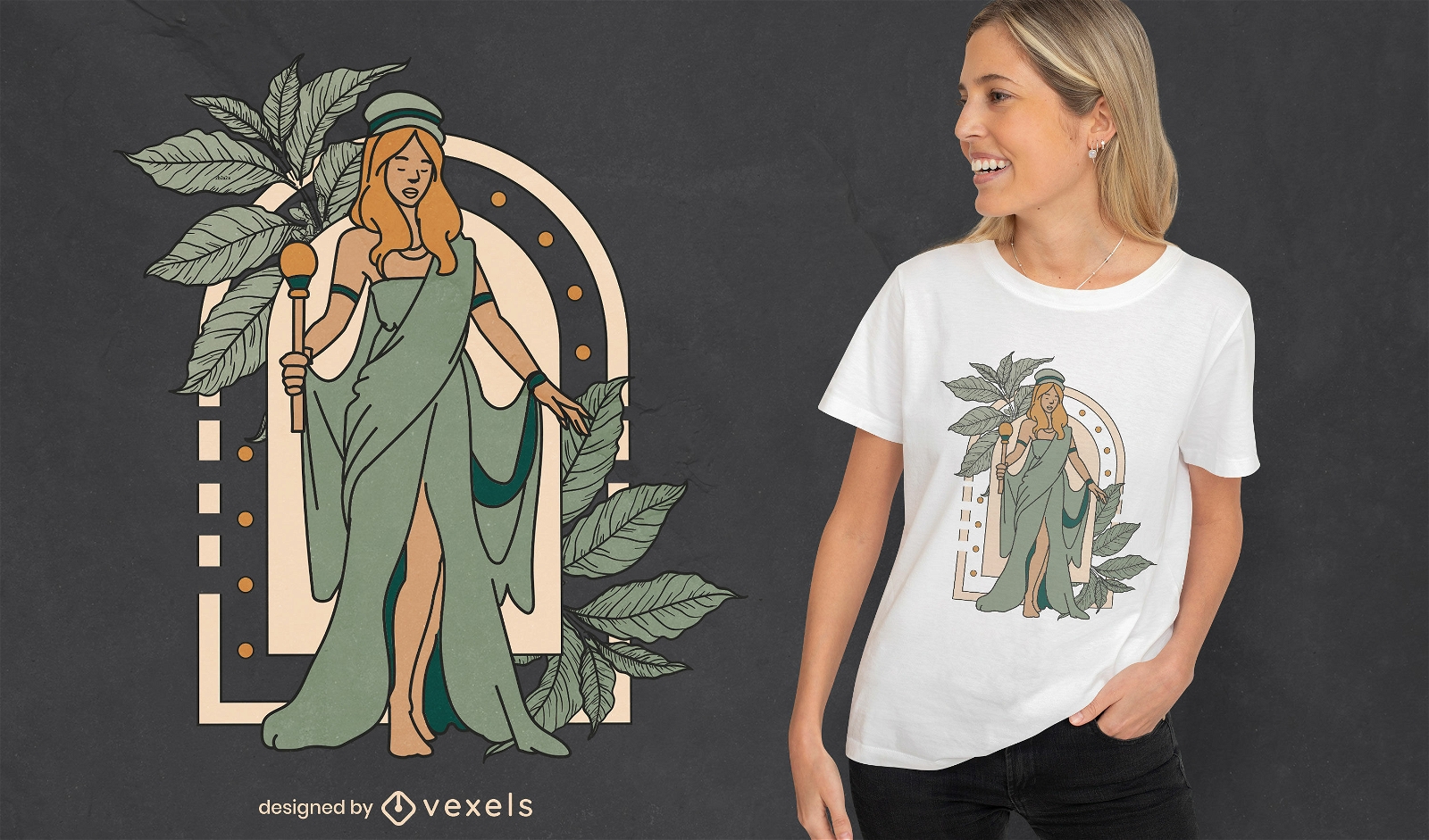 Diseño de camiseta de mujer grecorromana