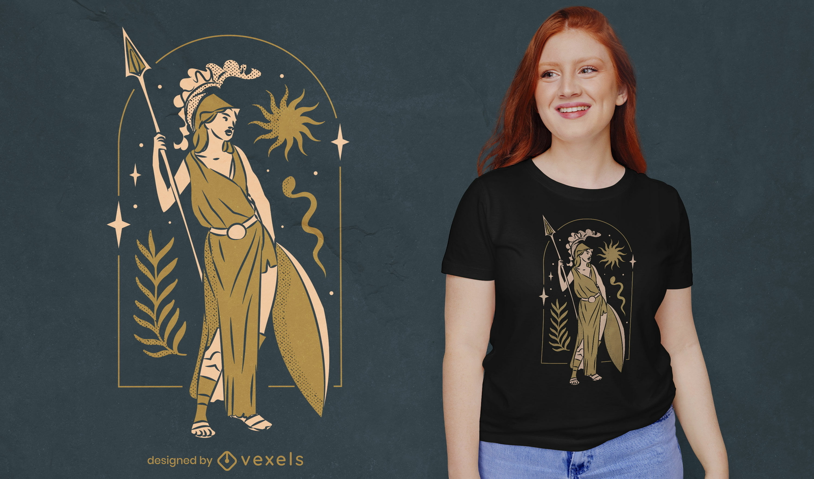 Diseño de camiseta mujer guerrera