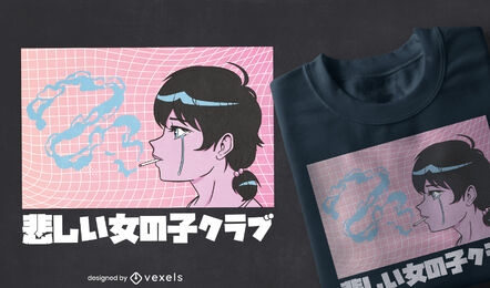 Triste anime girl llorando diseño de camiseta