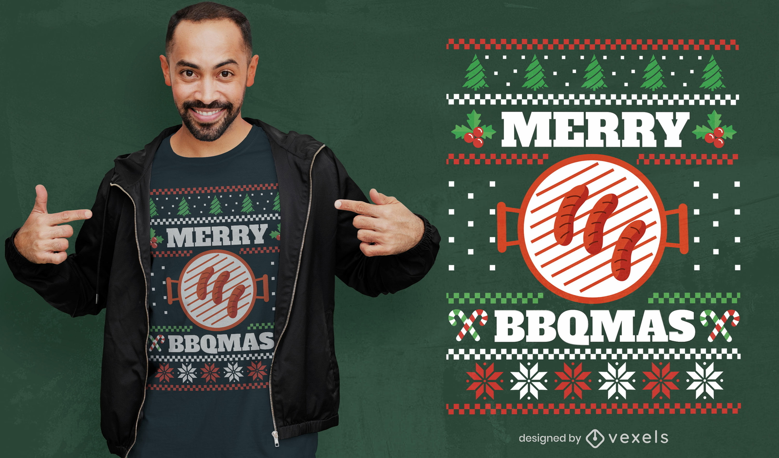 Diseño de camiseta Merry BBQMas Christmas Ugly Sweater