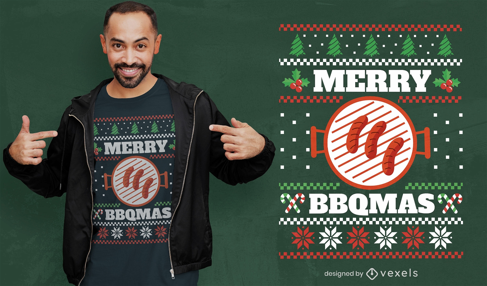 Merry BBQMas Natal Feio Suéter Design T-shirt