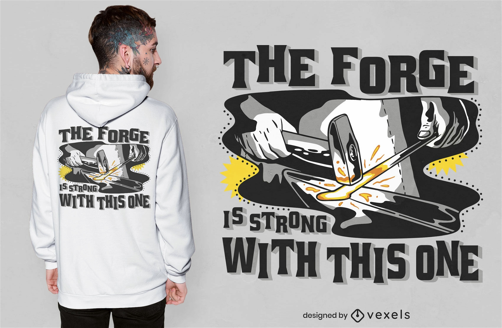 The forge is strong blacksmith t-shirt design