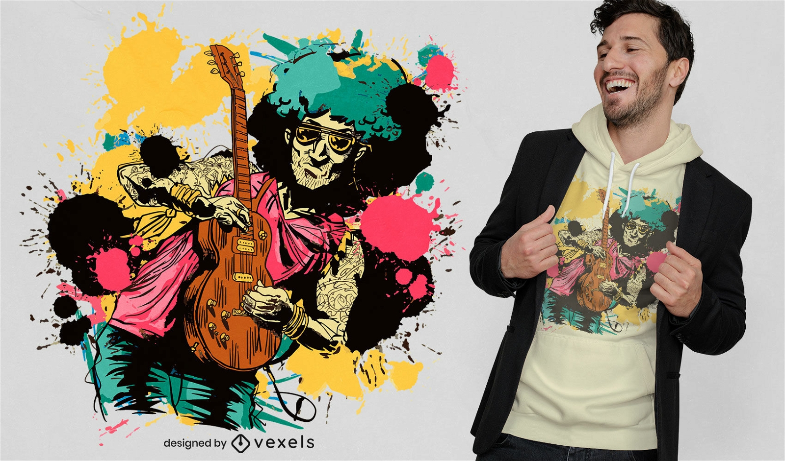 Guitar player musician t-shirt design