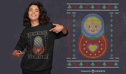 Diseño de camiseta de suéter feo Matryoshka