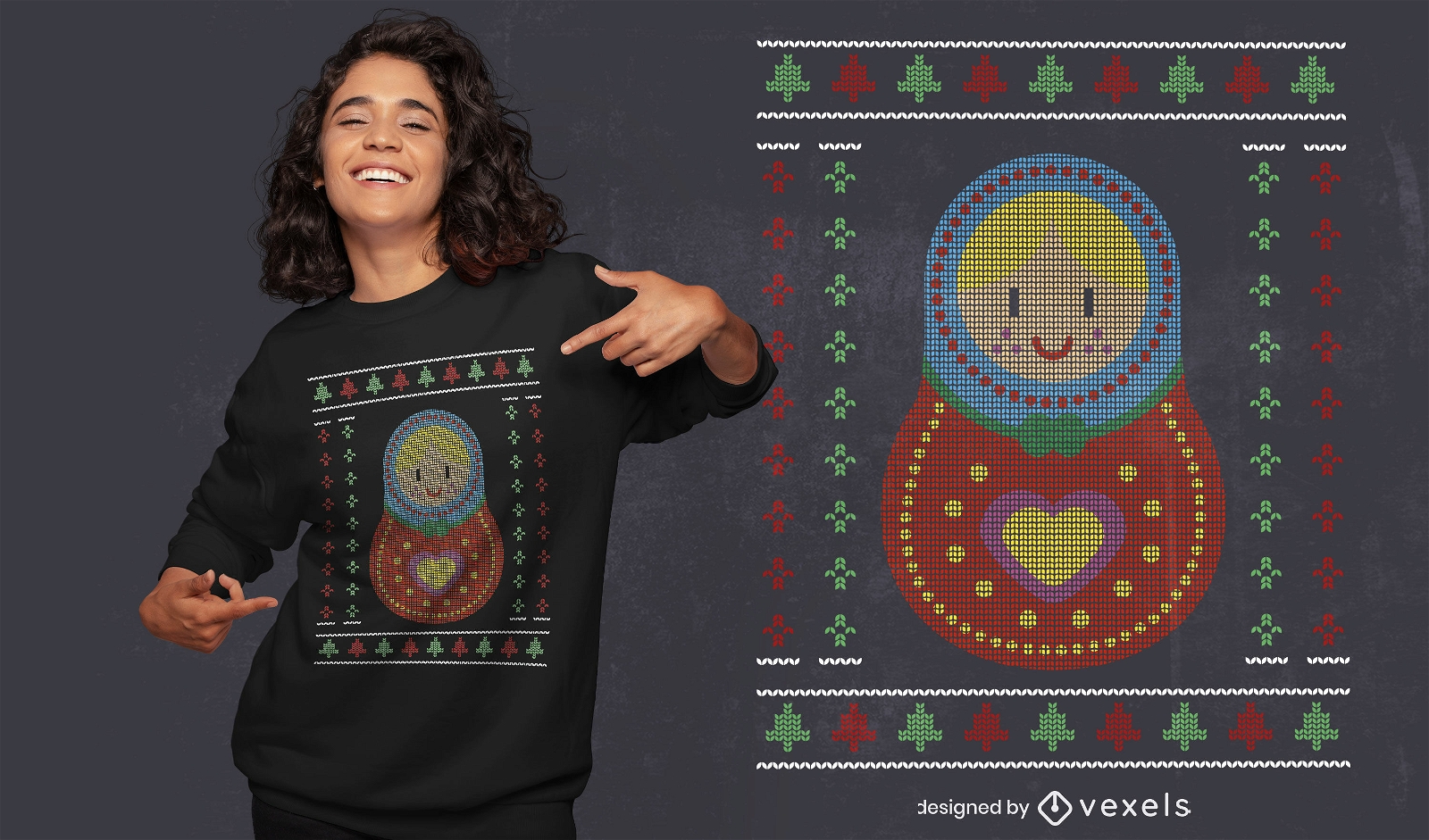 Matryoshka ugly sweater t-shirt design