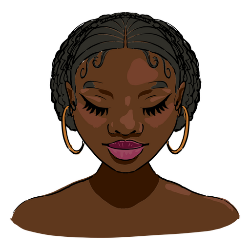 Mulher afrodescendente com brincos Desenho PNG