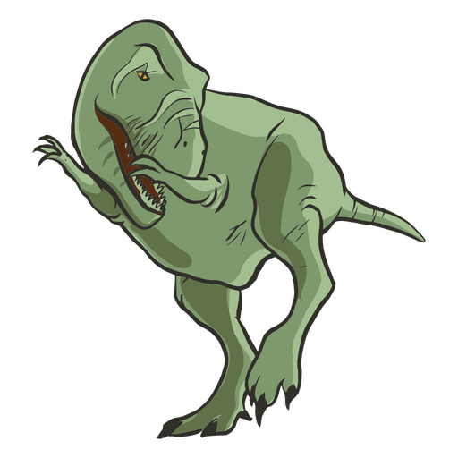 Dabbing realista de tiranossauro verde Desenho PNG