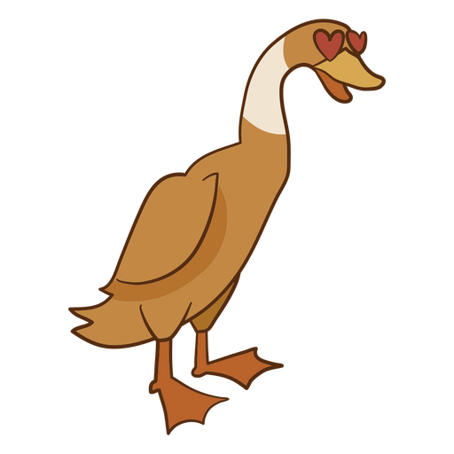 Duck in love cartoon character PNG Design