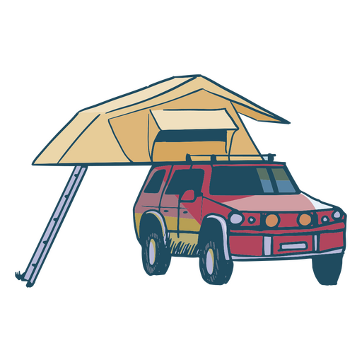 Auto mit einem Zelt darauf PNG-Design