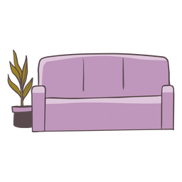 Pink couch and plant PNG Design Transparent PNG