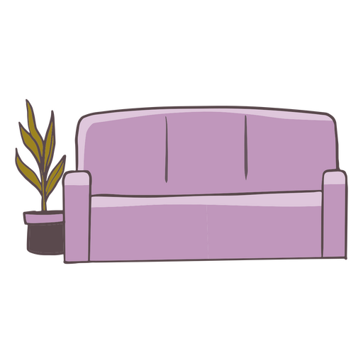 Rosa Couch und Pflanze PNG-Design