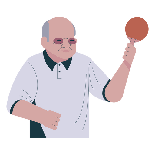 Old man playing ping pong PNG Design