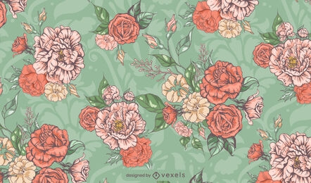 Design de padrão de buquê de rosas